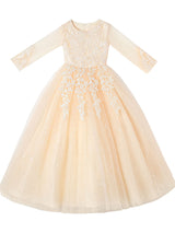 Pink Jewel Neck Tulle Lace Embroidered Kids Party Dresses-Dbrbridal