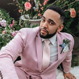 Pink Notched Lapel Mens Suits For Groom Tuxedos Party Prom Tuxedo with 2 Pieces-Dbrbridal