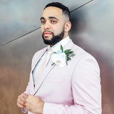 Pink Notched Lapel Mens Suits For Groom Tuxedos Party Prom Tuxedo with 2 Pieces-Dbrbridal