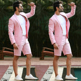 Pink Notched Lapel Slim Fit One Button Men Suits-Dbrbridal