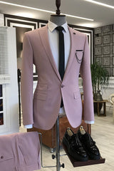 Pink Peaked Lapel 3 Flaps Prom Suits For Men-Dbrbridal