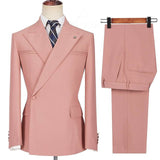 Pink Peaked Lapel Ruffles New Arrival Slim Fit Men's Prom Suits-Dbrbridal