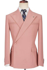 Pink Peaked Lapel Ruffles New Arrival Slim Fit Men's Prom Suits-Dbrbridal