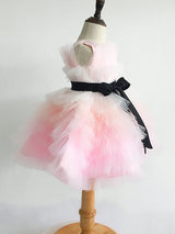 Pink Satin Fabric Sleeveless Short Princess Kids Party Dresses-Dbrbridal