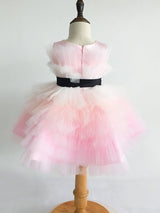 Pink Satin Fabric Sleeveless Short Princess Kids Party Dresses-Dbrbridal