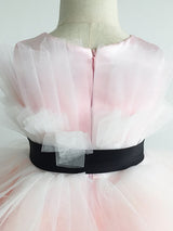 Pink Satin Fabric Sleeveless Short Princess Kids Party Dresses-Dbrbridal