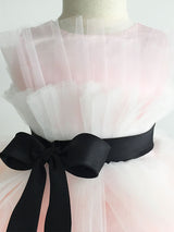 Pink Satin Fabric Sleeveless Short Princess Kids Party Dresses-Dbrbridal