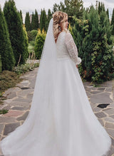 Plus Size Wedding Dress Chic A-line V-Neck Sweep Train in Lace-Dbrbridal