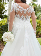 Plus Size Wedding Dresses Appliques Lace Ball-Gown V-neck Sweep Train-Dbrbridal