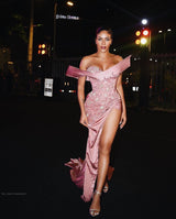 Pretty Long Pink Mermaid Popular Beading Sleeveless Prom Dress With Slit-Dbrbridal