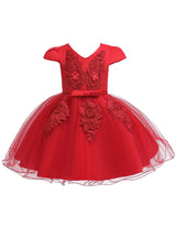 Pretty V Neck Short Sleeves Flowers Kids Party flower girl dresses-Dbrbridal