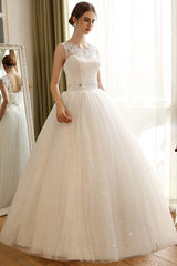 Princess Ball Gown Wedding Dresses Lace Applique Sexy Backless Beaded Sash Sequin Long Ivory Bridal Dress-Dbrbridal