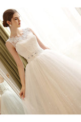 Princess Ball Gown Wedding Dresses Lace Applique Sexy Backless Beaded Sash Sequin Long Ivory Bridal Dress-Dbrbridal
