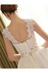 Princess Ball Gown Wedding Dresses Lace Applique Sexy Backless Beaded Sash Sequin Long Ivory Bridal Dress-Dbrbridal