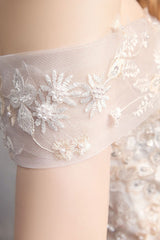 Princess Ball Gown Wedding Dresses Off The Shoulder Ivory Lace Beaded Long Bridal Dress-Dbrbridal