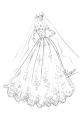 Princess Bateau Neck Wedding Dresses Elegant Long Sleeve Lace Tulle Bridal Gowns-Dbrbridal