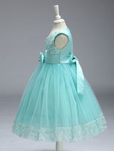 Princess Lilac Purple Lace Tulle Ribbon Bows Kids Tutu Party Dress-Dbrbridal