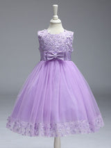 Princess Lilac Purple Lace Tulle Ribbon Bows Kids Tutu Party Dress-Dbrbridal