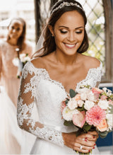 Princess Wedding Dresses Boho Garden Lace Long Sleeves-Dbrbridal