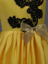 Princess Yellow Lace Applique Bow Decor Kids Pageant flower girl dresses-Dbrbridal