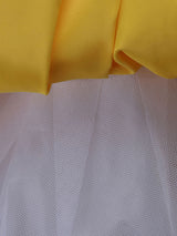 Princess Yellow Lace Applique Bow Decor Kids Pageant flower girl dresses-Dbrbridal