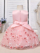 Purple Jewel Neck Cotton Tulle Sleeveless Short A-Line Embroidered Kids Party Dresses-Dbrbridal