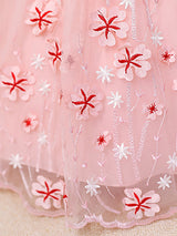 Purple Jewel Neck Cotton Tulle Sleeveless Short A-Line Embroidered Kids Party Dresses-Dbrbridal