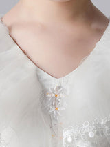 Purple V-Neck Sleeveless Tulle Lace Kids Party Dresses-Dbrbridal