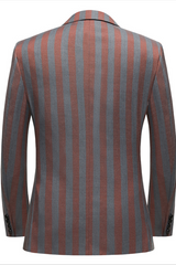 Red and Gray Stripes Formal Men's Suits New Arrival Double Breasted Prom Suits-Dbrbridal