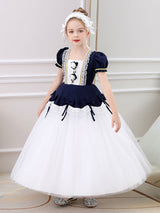 Red Jewel Neck Polyester Short Sleeves Short A-Line Embroidered Formal Kids Pageant flower girl dresses-Dbrbridal