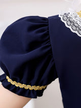 Red Jewel Neck Polyester Short Sleeves Short A-Line Embroidered Formal Kids Pageant flower girl dresses-Dbrbridal