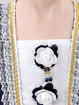 Red Jewel Neck Polyester Short Sleeves Short A-Line Embroidered Formal Kids Pageant flower girl dresses-Dbrbridal