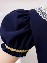 Red Square Neck Short Sleeves Ankle-Length Princess Tulle Flowers Kids Party Dresses-Dbrbridal