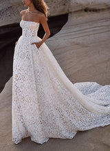 Retro style lace wedding dresses pockets-Dbrbridal