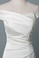 Retro Wedding Dress Mermaid Off The Shoulder Sleeveless Pleated Satin Fabric With Train Traditional Dresses For Bride-Dbrbridal