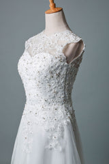 Retro Wedding Dress Tea Length Jewel Neck Sleeveless A-line Tulle Short Bridal Dress Exclusive-Dbrbridal