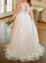 Romantic Tulle Curve Lace Wedding Dresses-Dbrbridal