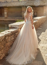 Romantic Tulle Lace Ball-Gown Wedding Dresses Long Sleeves-Dbrbridal