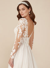 Romantic Tulle Long Sleeves Lace Wedding Dresses-Dbrbridal