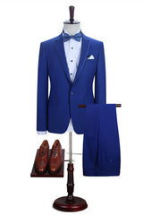 Royal Blue One Button Notched Lapel Men Suits for Prom-Dbrbridal