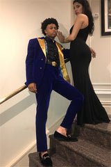 Royal Blue Slim Fit Velvet Men Suits 2 Pieces Prom Party Outfits-Dbrbridal