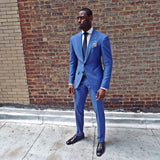 Royal Blue Two Pieces Men Suit Newest Peaked Lapel Prom Suit-Dbrbridal