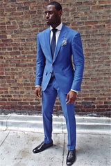 Royal Blue Two Pieces Men Suit Newest Peaked Lapel Prom Suit-Dbrbridal