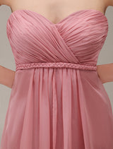Salmon Sweetheart Pleated Floor Length Chiffon Bridesmaid Dress-Dbrbridal