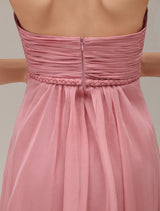 Salmon Sweetheart Pleated Floor Length Chiffon Bridesmaid Dress-Dbrbridal