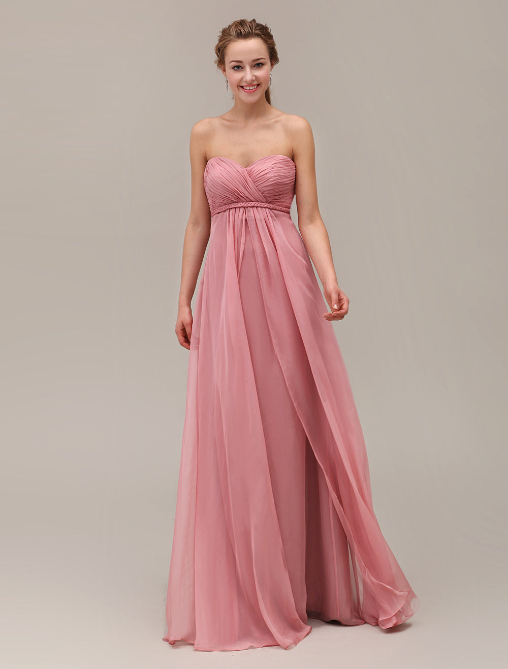Salmon Sweetheart Pleated Floor Length Chiffon Bridesmaid Dress Dbrbridal Salmon Sweetheart Pleated Floor Length Chiffon Bridesmaid Dress Dbrbridal
