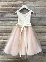 Satin Jewel Neck Sleeveless Flowers Ankle Length Sash Kids Party Dresses-Dbrbridal