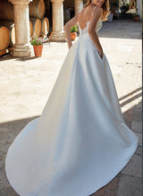 Satin Wedding Dress Lace-Dbrbridal