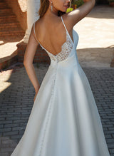 Satin Wedding Dress Lace-Dbrbridal