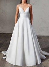 Satin Wedding Dress Lace-Dbrbridal
